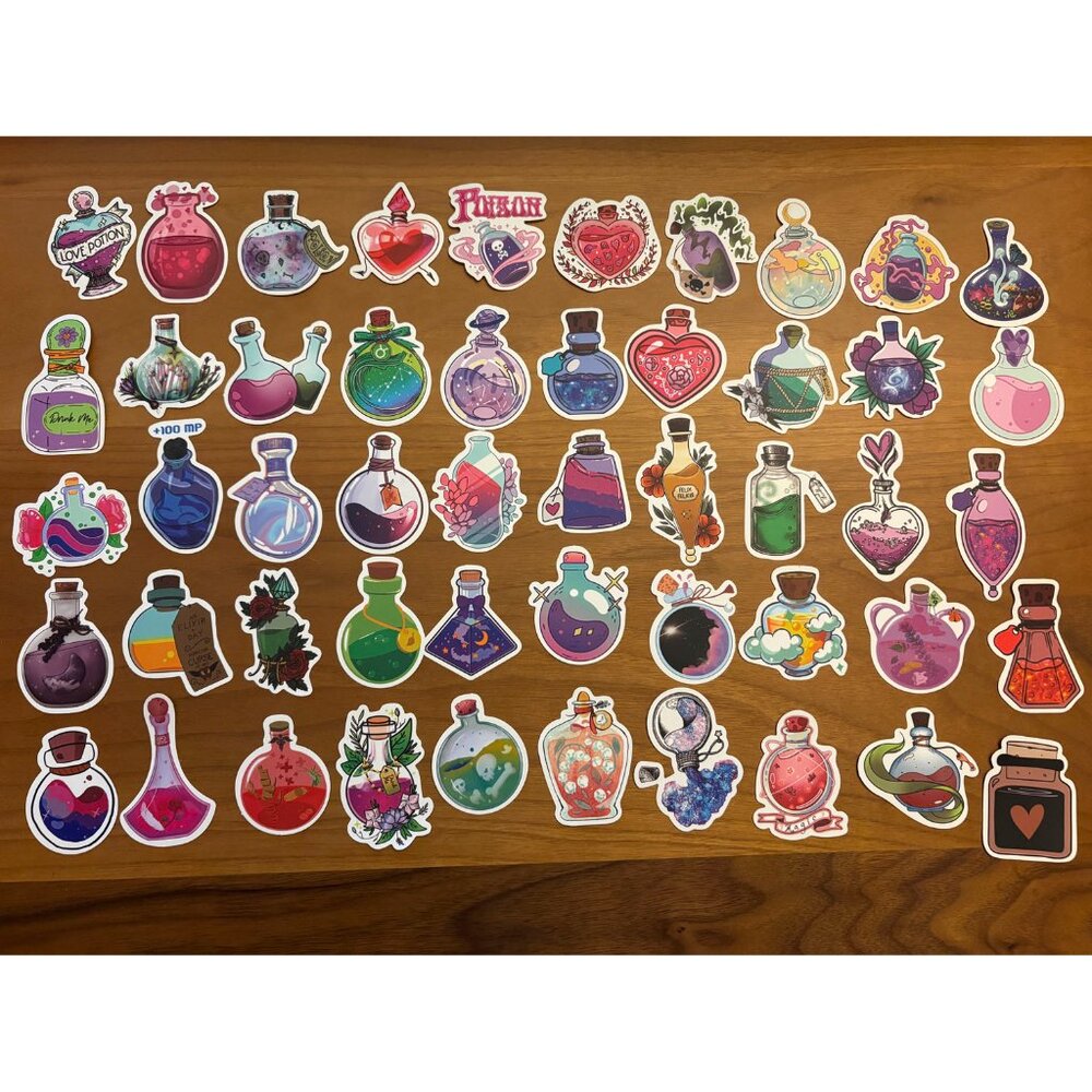 Magic Potion Alchemy Apothecary Waterproof Vinyl 50 PCS Stickers (SKU: 72ST)